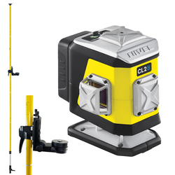 NIEBIESKI MULTILASER KRZYŻOWY NIVEL SYSTEM CL2B (2x360°) BLUETOOTH + SKRĘCANA TYCZKA ROZPOROWA LP-36
