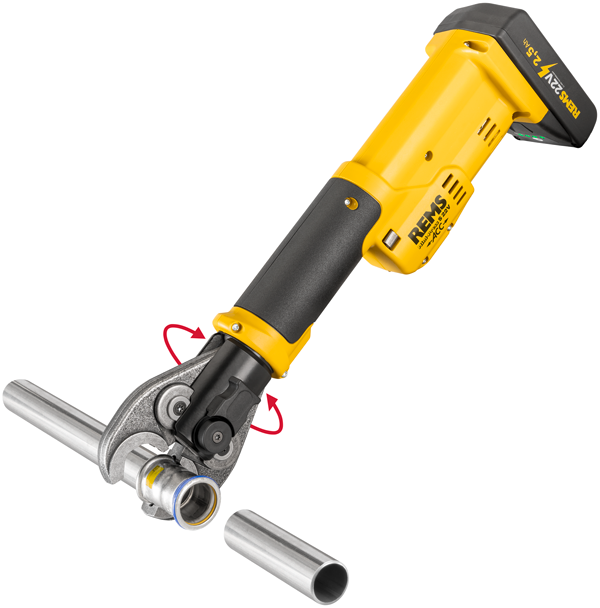 REMS MINI-PRESS S 22 V ACC AKUMULATOROWA PRASA PROMIENIOWA Z WYMUSZONYM POWROTEM BASIC-PACK (Z AKUMULATOREM I ŁADOWARKĄ) 10-40 MM, 3/8 - 1 1/4 " + 3 CĘGI