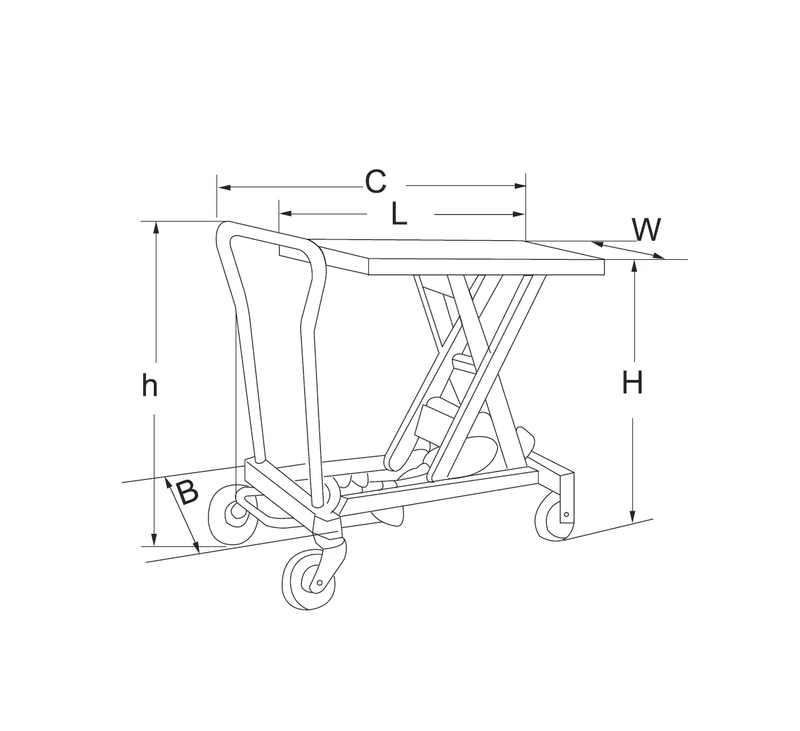 STÓŁ PODNOŚNY NOŻYCOWY JEZDNY SNJ20