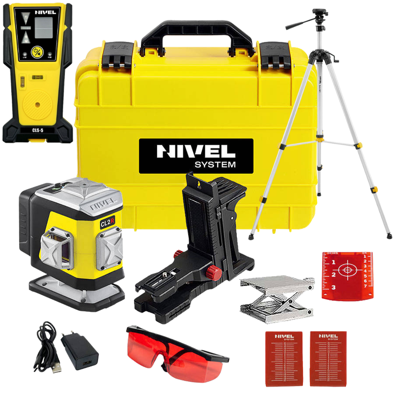 CZERWONY MULTILASER KRZYŻOWY NIVEL SYSTEM CL2R (2x360°) BLUETOOTH + STATYW SJJ-M1 EX + CZUJNIK CLS-5