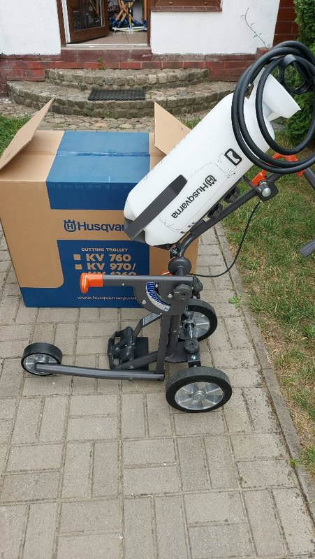 PRZECINARKA TARCZOWA RĘCZNA HUSQVARNA K770 + WÓZEK HUSQVARNA KV 7 + ZBIORNIK NA WODĘ