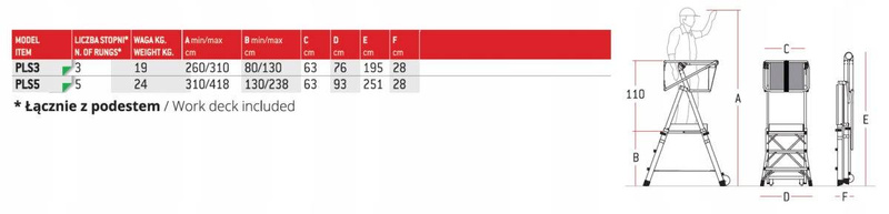 DRABINA PLATFORMA ROBOCZA FARAONE PLS3 3,10M