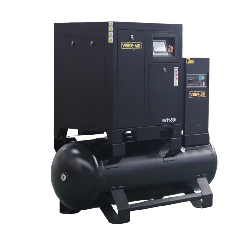 KOMPRESOR POWIETRZA ŚRUBOWY VIBER-SYSTEM INV11-500 Z OSUSZACZEM I FALOWNIKIEM