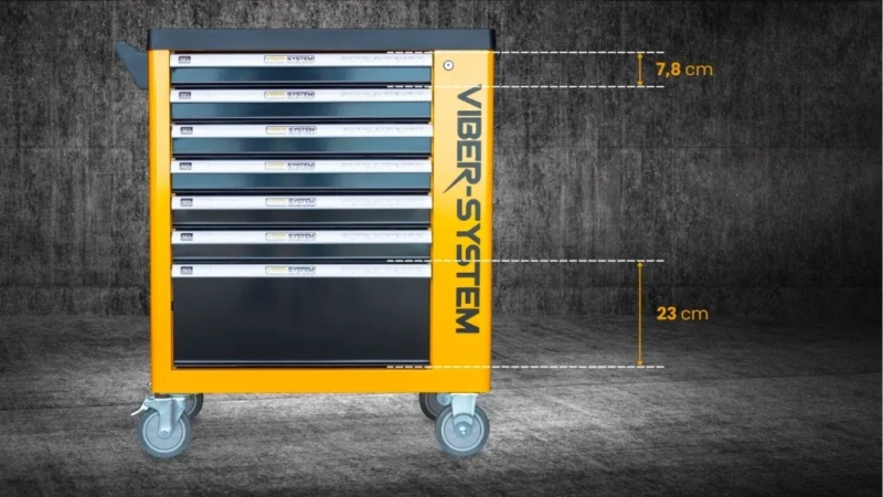 SZAFKA NARZĘDZIOWA SERWISOWA, WÓZEK NARZĘDZIOWY VIBER-SYSTEM SZN259 Z WYPOSAŻENIEM 258 ELEMENTÓW