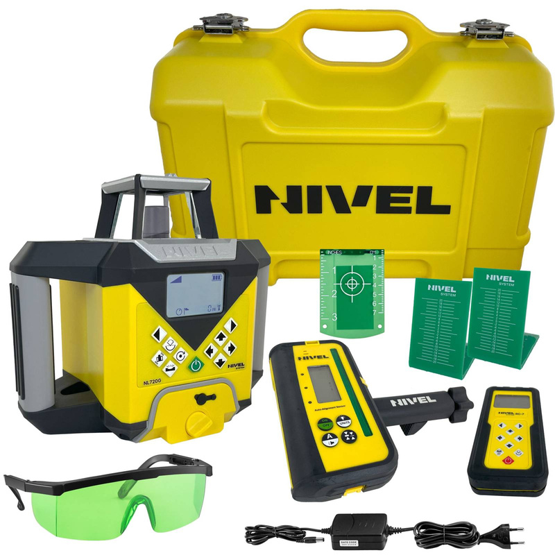 NIWELATOR LASEROWY OBROTOWY NIVEL SYSTEM NL720G DIGITAL Z AUTOWPASOWANIEM + STATYW SJJ1 + ŁATA LASEROWA LS-24