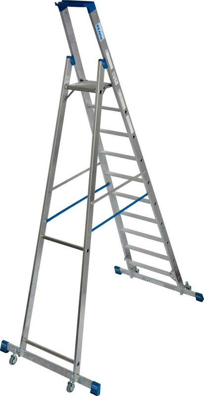 DRABINA WOLNOSTOJĄCA SKŁADANA JEZDNA, ZE STABILIZATORAMI KRAUSE STABILO 10 STOPNIOWA (WYS. ROBOCZA 4,35 M)