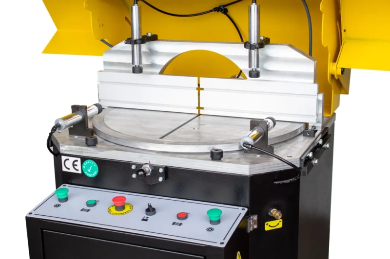 PÓŁAUTOMATYCZNA PRZECINARKA TARCZOWA DO CIĘCIA PROFILI ALUMINIOWYCH I PVC VIBER-SYSTEM ALU600 + STOŁY ROLKOWE