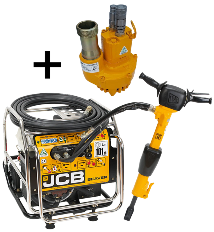 ZESTAW HYDRAULICZNY AGREGAT HYDRAULICZNY JCB BEAVER + MŁOT JCB HM25 + POMPA JCB 20 L