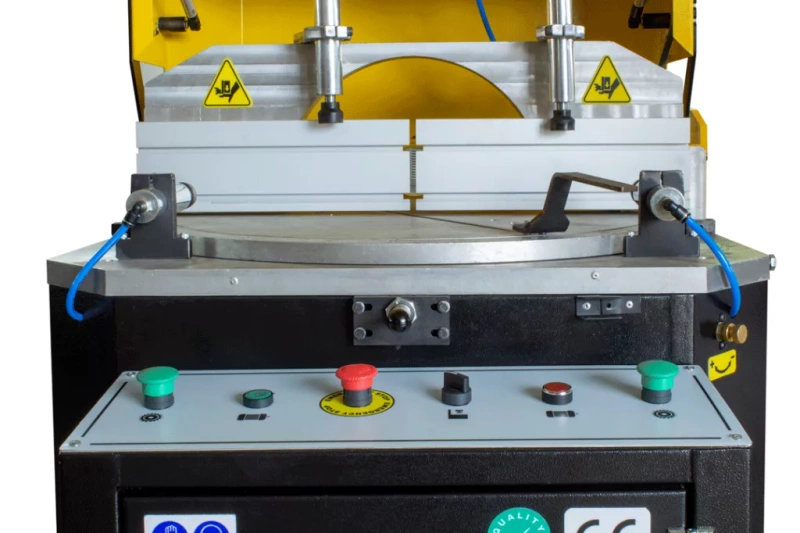 PÓŁAUTOMATYCZNA PRZECINARKA TARCZOWA DO CIĘCIA PROFILI ALUMINIOWYCH I PVC VIBER-SYSTEM ALU500 + STOŁY ROLKOWE