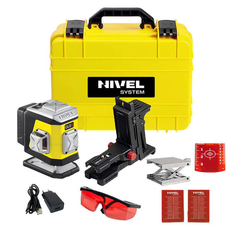 CZERWONY MULTILASER KRZYŻOWY NIVEL SYSTEM CL2R (2x360°) BLUETOOTH + SKRĘCANA TYCZKA ROZPOROWA LP-36
