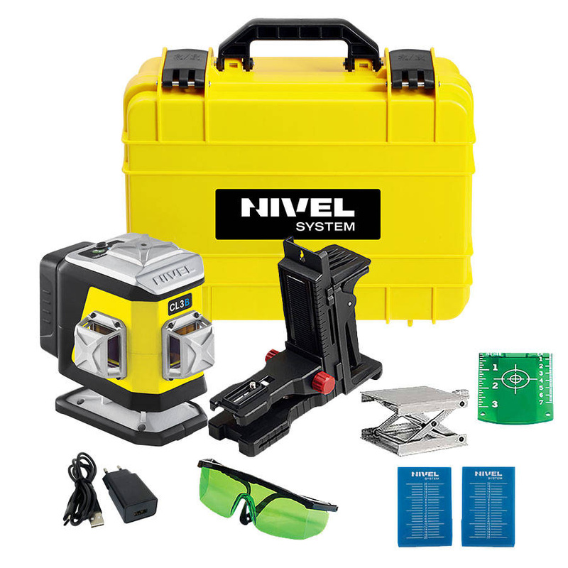 NIEBIESKI MULTILASER KRZYŻOWY NIVEL SYSTEM CL3B (3x360°) BLUETOOTH + STATYW SJJ-M1 EX + CZUJNIK LASEROWY RD800