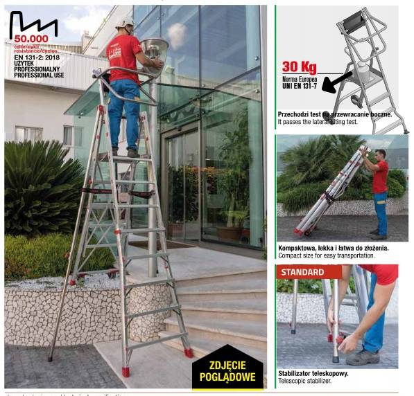 DRABINA PLATFORMA ROBOCZA FARAONE PLS5.7 4,18M + STABILIZATOR