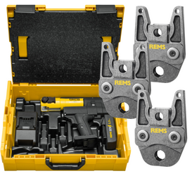 REMS MINI-PRESS 22 V ACC AKUMULATOROWA PRASA PROMIENIOWA Z AUTOMATYCZNYM STEROWANIEM OBWODEM BASIC-PACK (Z AKUMULATOREM I ŁADOWARKĄ) 10-40 MM, 3/8 - 1 1/4 " + 3 CĘGI