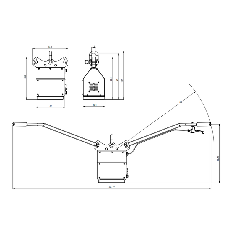 RĘCZNY / ZAWIESZANY CHWYTAK PRÓŻNIOWY UP GECO 200 + PŁYTA SSĄCA 70 KG, 100 KG, 2 x 200 KG