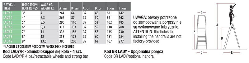 DRABINA PROFESJONALNA SKŁADANA FARAONE LADY8 3,58M