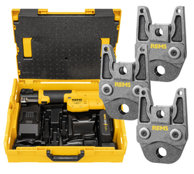 REMS MINI-PRESS S 22 V ACC AKUMULATOROWA PRASA PROMIENIOWA Z WYMUSZONYM POWROTEM BASIC-PACK (Z AKUMULATOREM I ŁADOWARKĄ) 10-40 MM, 3/8 - 1 1/4 " + 3 CĘGI