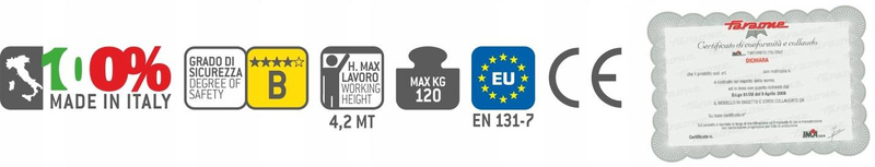 DRABINA MAGAZYNOWA FARAONE 10 STOPNIOWA PIK25 4,23M