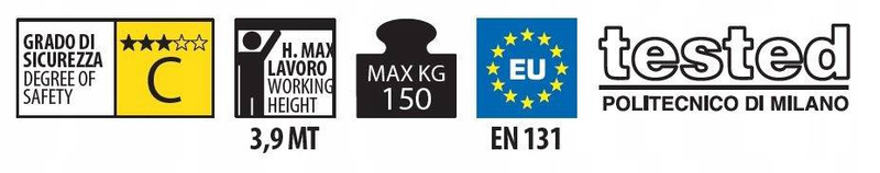 DRABINA MAGAZYNOWA JEZDNA FARAONE 8 STOPNIOWA 250/SM 3,90M