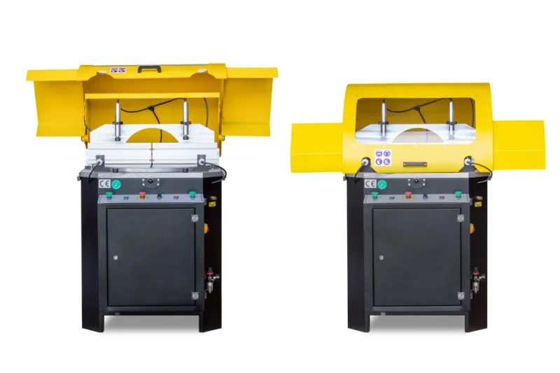 PÓŁAUTOMATYCZNA PRZECINARKA TARCZOWA DO CIĘCIA PROFILI ALUMINIOWYCH I PVC VIBER-SYSTEM ALU600 + STOŁY ROLKOWE