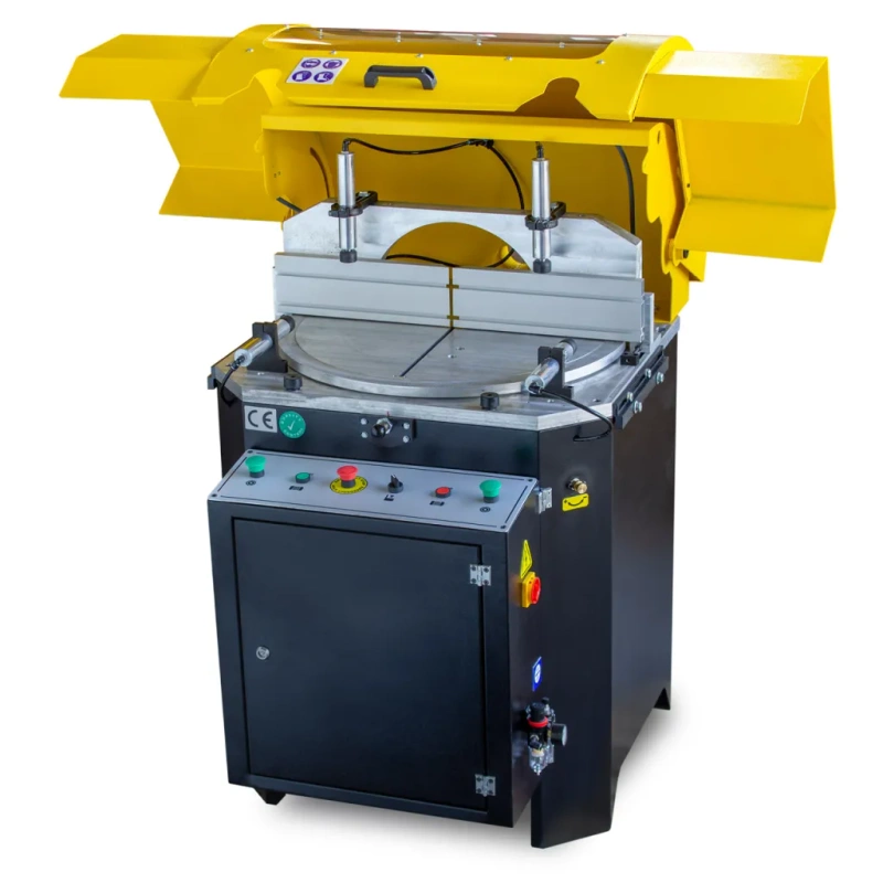 PÓŁAUTOMATYCZNA PRZECINARKA TARCZOWA DO CIĘCIA PROFILI ALUMINIOWYCH I PVC VIBER-SYSTEM ALU600 + STOŁY ROLKOWE