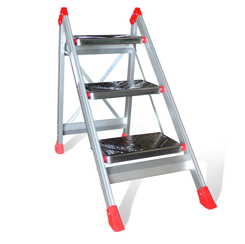 SCHODY ALUMINIOWE ZE STOPNIAMI ZE STALI NIERDZEWNEJ FARAONE SGP03.17 (BEZ PORĘCZY)