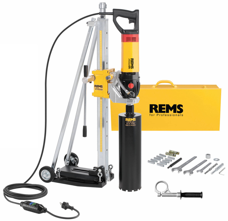 REMS PICUS SR SET 62-82-132 TITAN ELEKTRYCZNA WIERTNICA RDZENIOWA ZE STATYWEM I DIAMENTOWYMI KORONKAMI