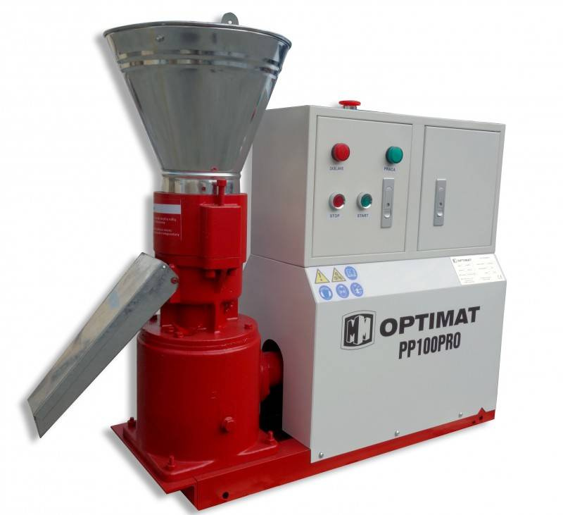 PELECIARKA GRANULATOR PASZY PELETU OPTIMAT PP100PRO Z OBUDOWĄ 100 KG/H - Ø120 MM 400 V