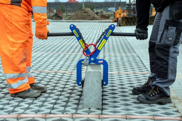 CHWYTAK UNIWERSALNY MIMAL CHU DO KRAWĘŻNIKÓW I ELEMENTÓW BETONOWYCH DO 150 KG (RĘCZNY / ZAWIESZANY)