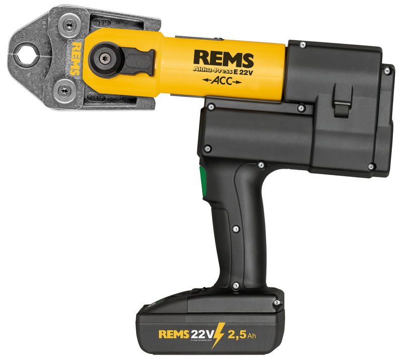 REMS MINI-PRESS 22 V ACC AKUMULATOROWA PRASA PROMIENIOWA 32 KN Z WYMUSZONYM POWROTEM Ø 10 – 108 (110) MM, Ø ⅜ – 4"