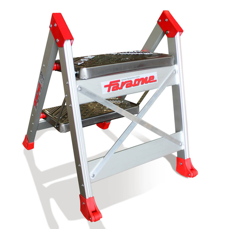 SCHODY ALUMINIOWE ZE STOPNIAMI ZE STALI NIERDZEWNEJ FARAONE SGP02.17 (BEZ PORĘCZY)