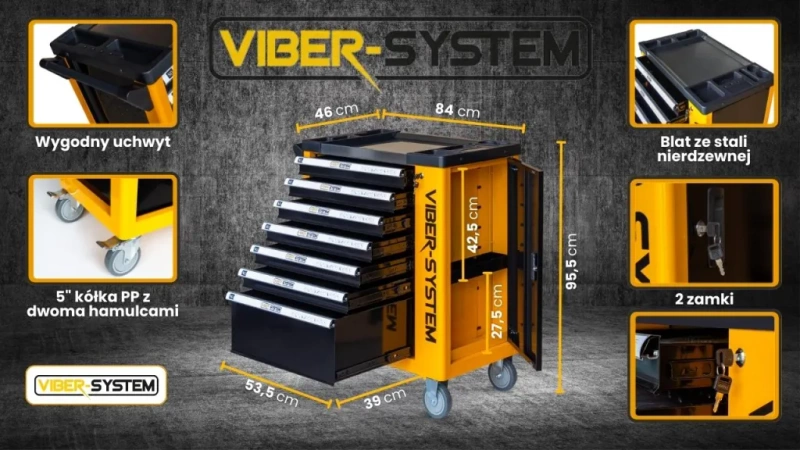 SZAFKA NARZĘDZIOWA SERWISOWA, WÓZEK NARZĘDZIOWY VIBER-SYSTEM SZN7 (BEZ WYPOSAŻENIA)