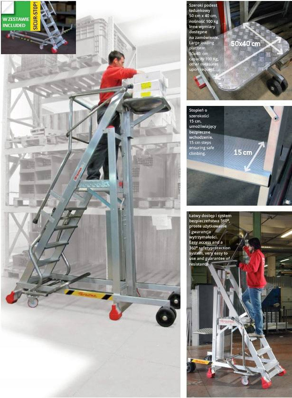 DRABINA MAGAZYNOWA FARAONE 6 STOPNIOWA PIK15 3,26M